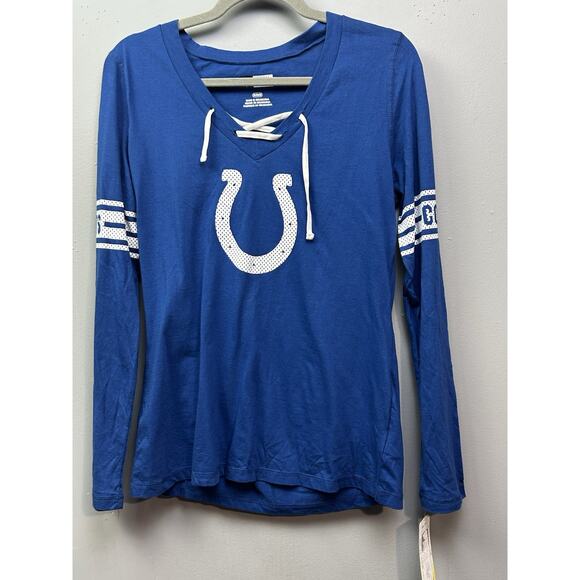 Indianapolis Colts NFL Team Apparel Womens Medium Lightweight Hooded T-Shirt New - Picture 1 of 8